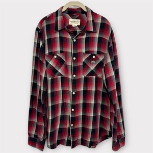 Ralph Lauren Denim & Supply Flannel Shirt‎ Men's L Red Black Plaid Long Sleeve